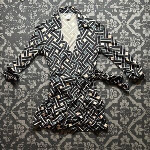 Diane Von Furstenberg Black and Cream Jumpsuit